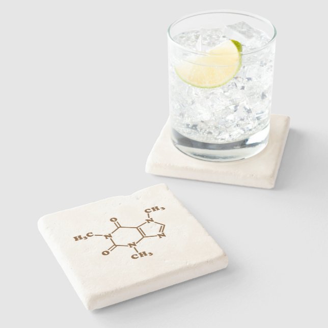 Caffeine Coffee Molecular Chemical Formula Stone Coaster (Side)