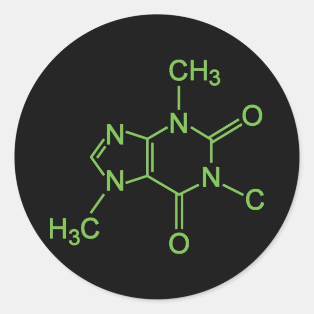 Caffeine Coffee Molecule Chemical Diagram Classic Round Sticker (Front)