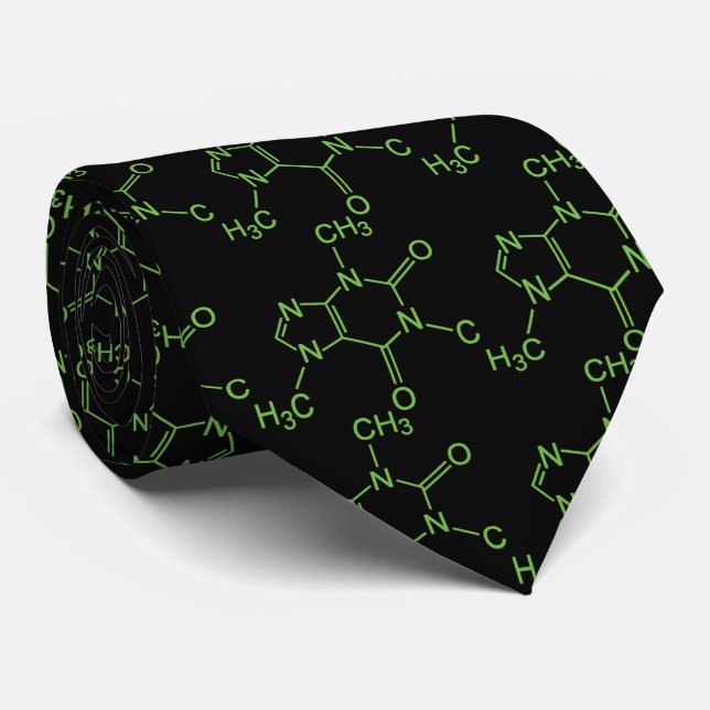 Caffeine Coffee Molecule Chemical Diagram Tie (Rolled)