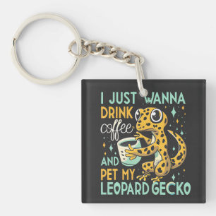 Caffeine Companionship: Leopard Gecko Coffee Bliss Key Ring