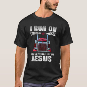 Caffeine Diesel Jesus Christian Trucker Distressed T-Shirt