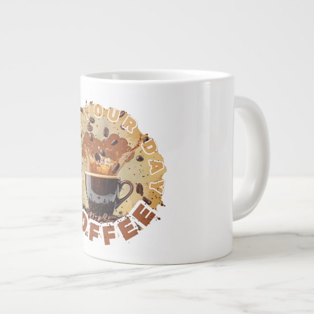 Caffeine First – Funny Coffee Mug for Coffee Lover (Front Right)