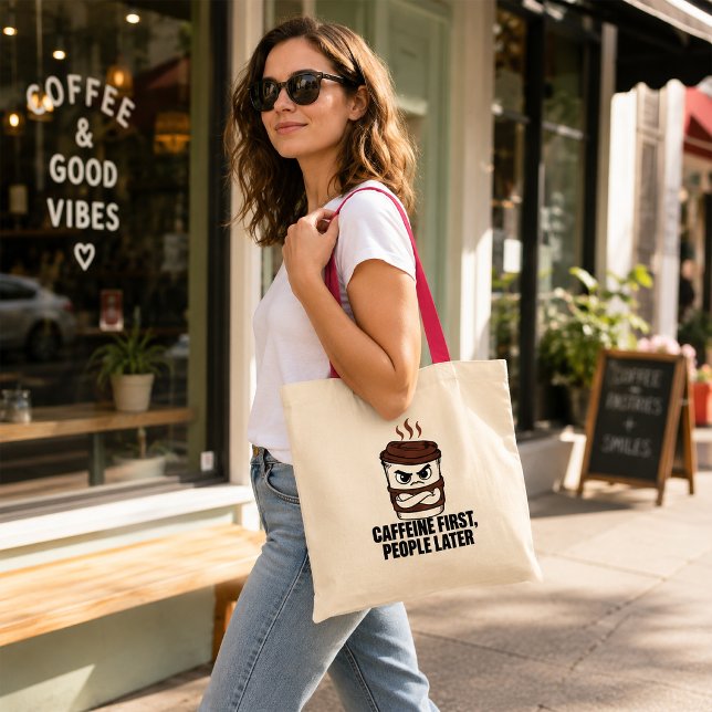 Caffeine First People Later Introvert Tote Bag (Creator Uploaded)