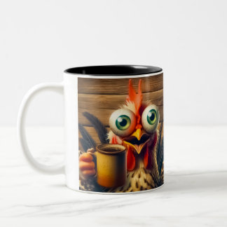 caffeine Junkie chicken Two-Tone Coffee Mug