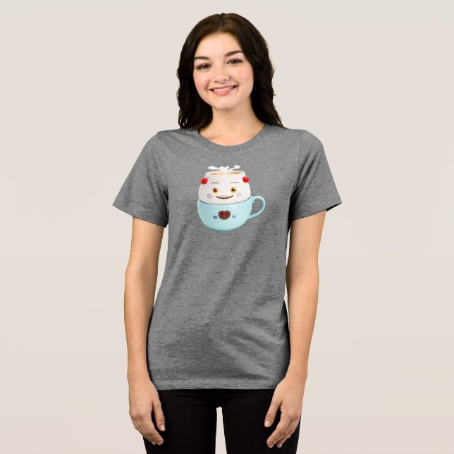 Caffeine & Kindness Coffee Cup Sticker – Cute  Tri-Blend Shirt (Front Full)