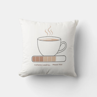 Caffeine Loading -Minimalist Funny Coffee Line Art Cushion
