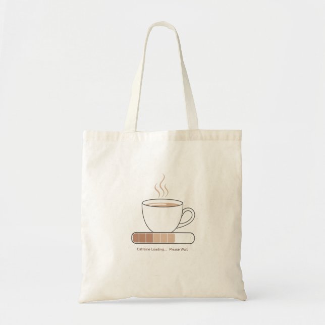Caffeine Loading -Minimalist Funny Coffee Line Art Tote Bag (Front)