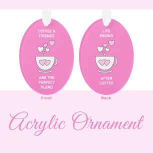 Caffeine love hearts for coffee lover pink ornament