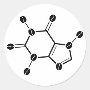 caffeine molecular beans classic round sticker