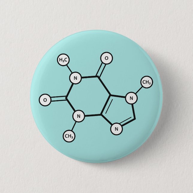 caffeine molecular structure 6 cm round badge (Front)