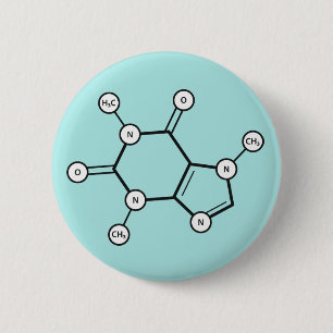 caffeine molecular structure 6 cm round badge