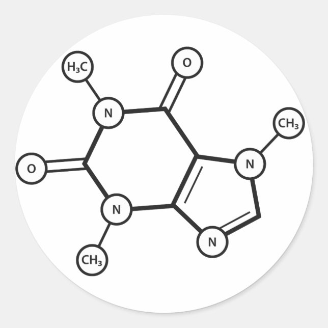caffeine molecular structure classic round sticker (Front)