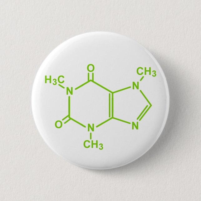 Caffeine Molecule 6 Cm Round Badge (Front)