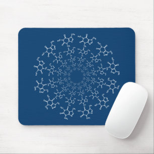 Caffeine Molecule Blue Mouse Pad