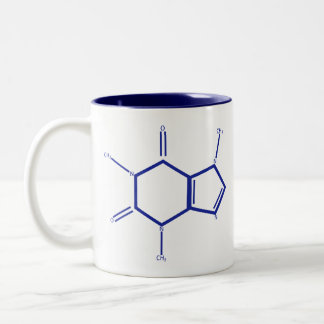 Caffeine Molecule - Blue Two-Tone Coffee Mug
