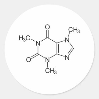 Caffeine Molecule Chemistry Coffee Atoms Classic Round Sticker