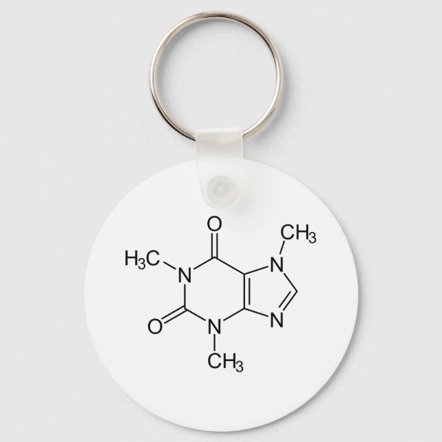 Caffeine Molecule Chemistry Coffee Atoms Key Ring (Front)