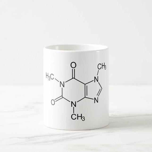 Caffeine Molecule Chemistry Coffee Atoms Mug (Center)
