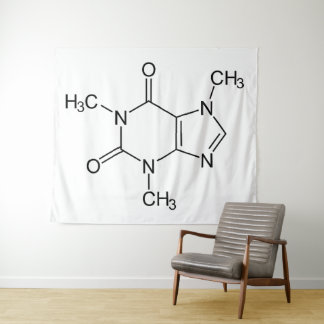 Caffeine Molecule Chemistry Coffee Atoms Tapestry