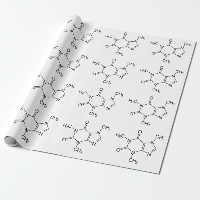 Caffeine Molecule Chemistry Coffee Atoms Wrapping Paper (Unrolled)