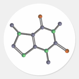 Caffeine molecule classic round sticker