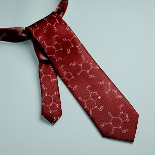 Caffeine Molecule Coffee Lovers Red Tie