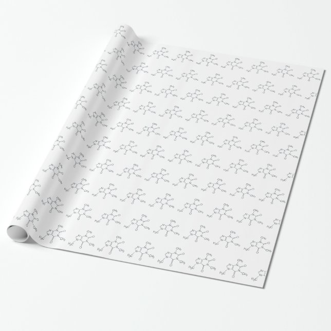 Caffeine Molecule for Coffee Lovers Wrapping Paper (Unrolled)