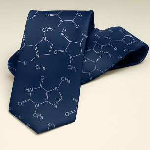 Caffeine Molecule Navy Blue Tie