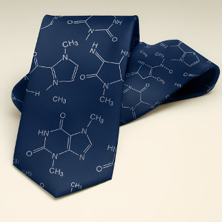 Caffeine Molecule Navy Blue Tie