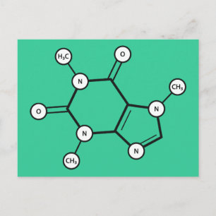 caffeine molecule postcard