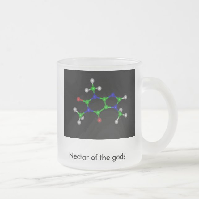 caffeine, Nectar of the gods Frosted Glass Coffee Mug (Right)