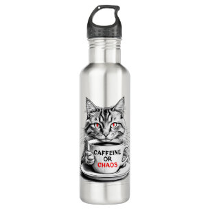 Caffeine Or Chaos Cat Coffee Lover  710 Ml Water Bottle