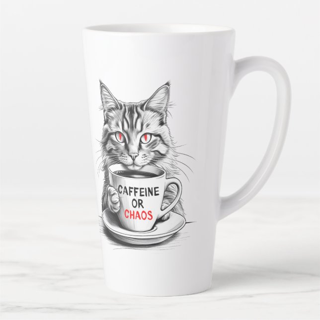 Caffeine Or Chaos Cat Coffee Lover Mug (Right)