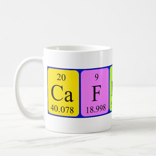 Caffeine periodic table mug (Left)