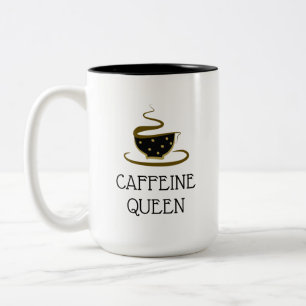 Caffeine Queen Black and Gold Cool Modern Funny Two-Tone Coffee Mug