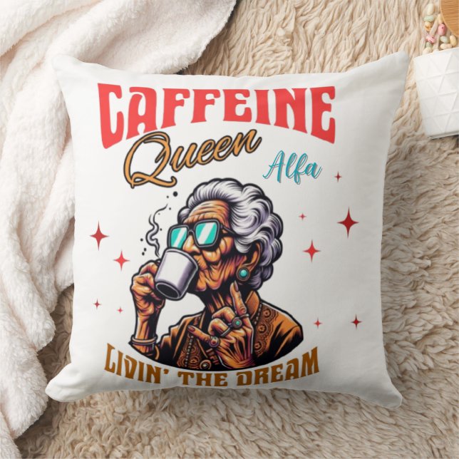 Caffeine Queen Throw Pillow | Cosy Coffee (Blanket)