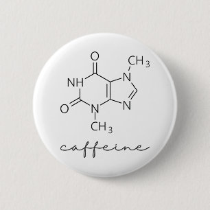 Caffeine Structure 6 Cm Round Badge