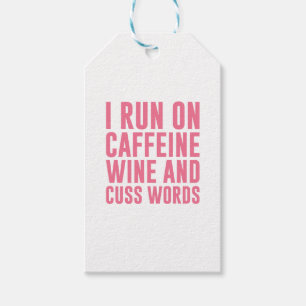 Caffeine Wine & Cuss Words Gift Tags