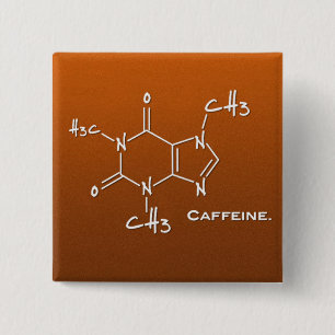 Caffiene molecule (chemical structure) 15 cm square badge