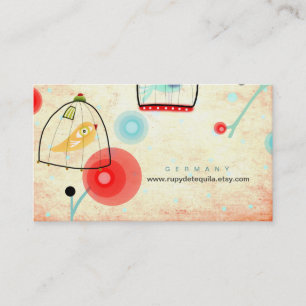 Cage Bird poppies vintage Business Card