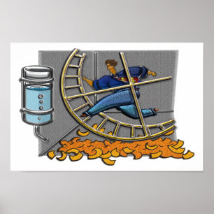 Caged Man Jogging Hamster Wheel Print