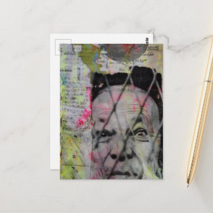 caged man retro junk journal Mixed Media Collage Postcard