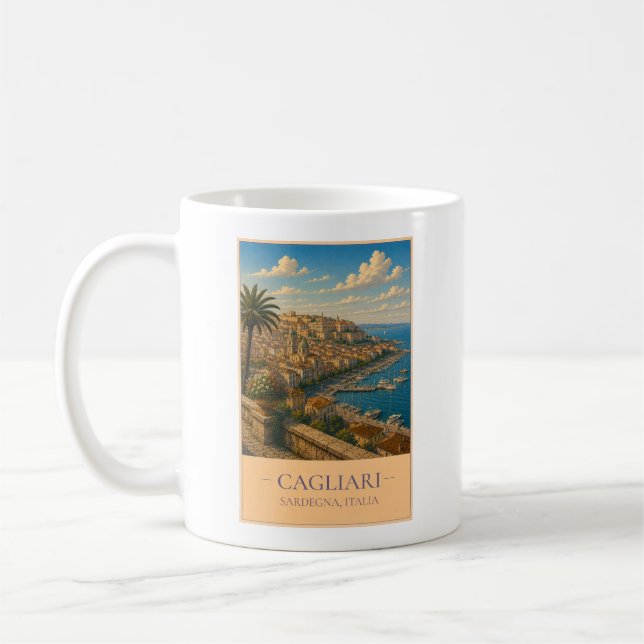 Cagliari, Italy – Vintage Travel Mug (Left)
