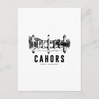 Cahors Architecture Bridge Poster Engraving Black Postcard