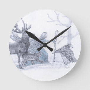 Cailleach Goddess Of Winter Round Clock