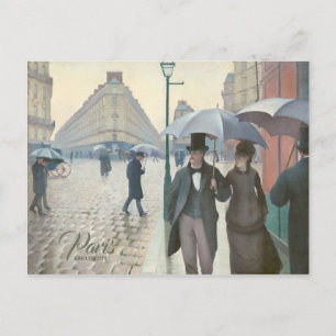 Caillebotte Paris street in rainy weather CC0705 Postcard