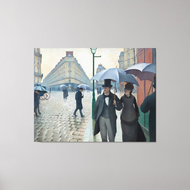 Caillebotte Paris Street Rainy Day Painting Canvas Print (Front)