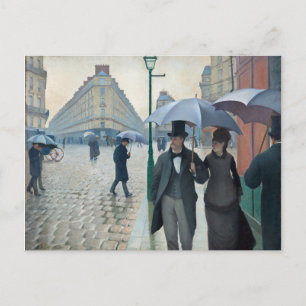 Caillebotte Paris Street Rainy Day Painting Postcard
