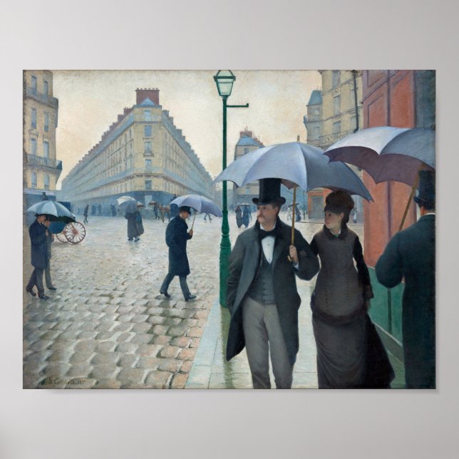Caillebotte Paris Street Rainy Day Painting Poster (Front)