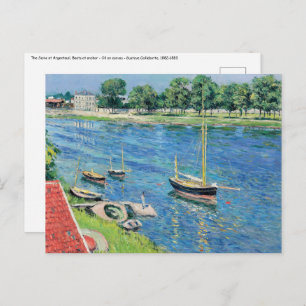 Caillebotte - Seine at Argenteuil, Boats at anchor Postcard
